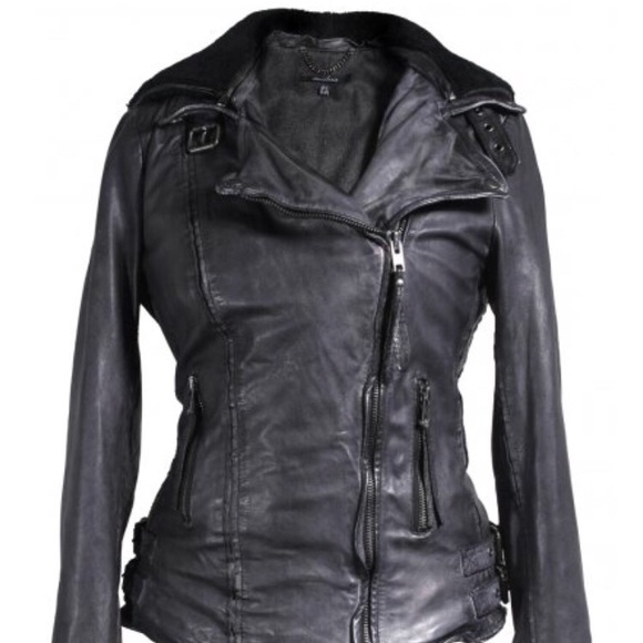 Muubaa Jackets & Blazers - MUUBAA luxury Jadene Sheepskin Biker in Dull Black